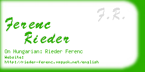 ferenc rieder business card